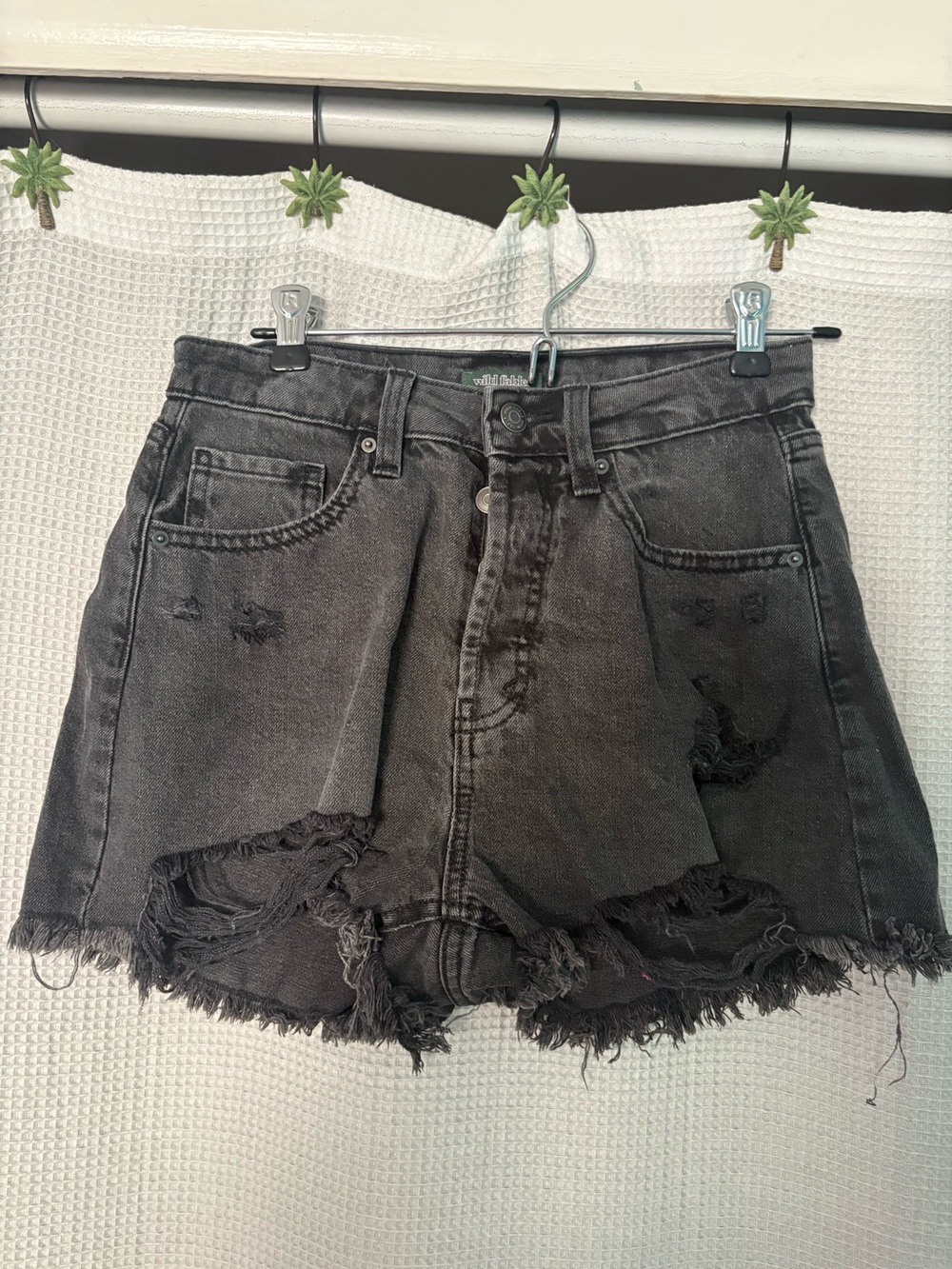 Distressed High-Waist Black Denim Women's Shorts